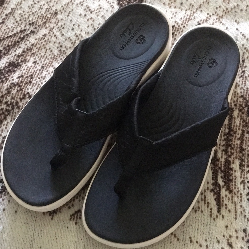 Black and white sandals
